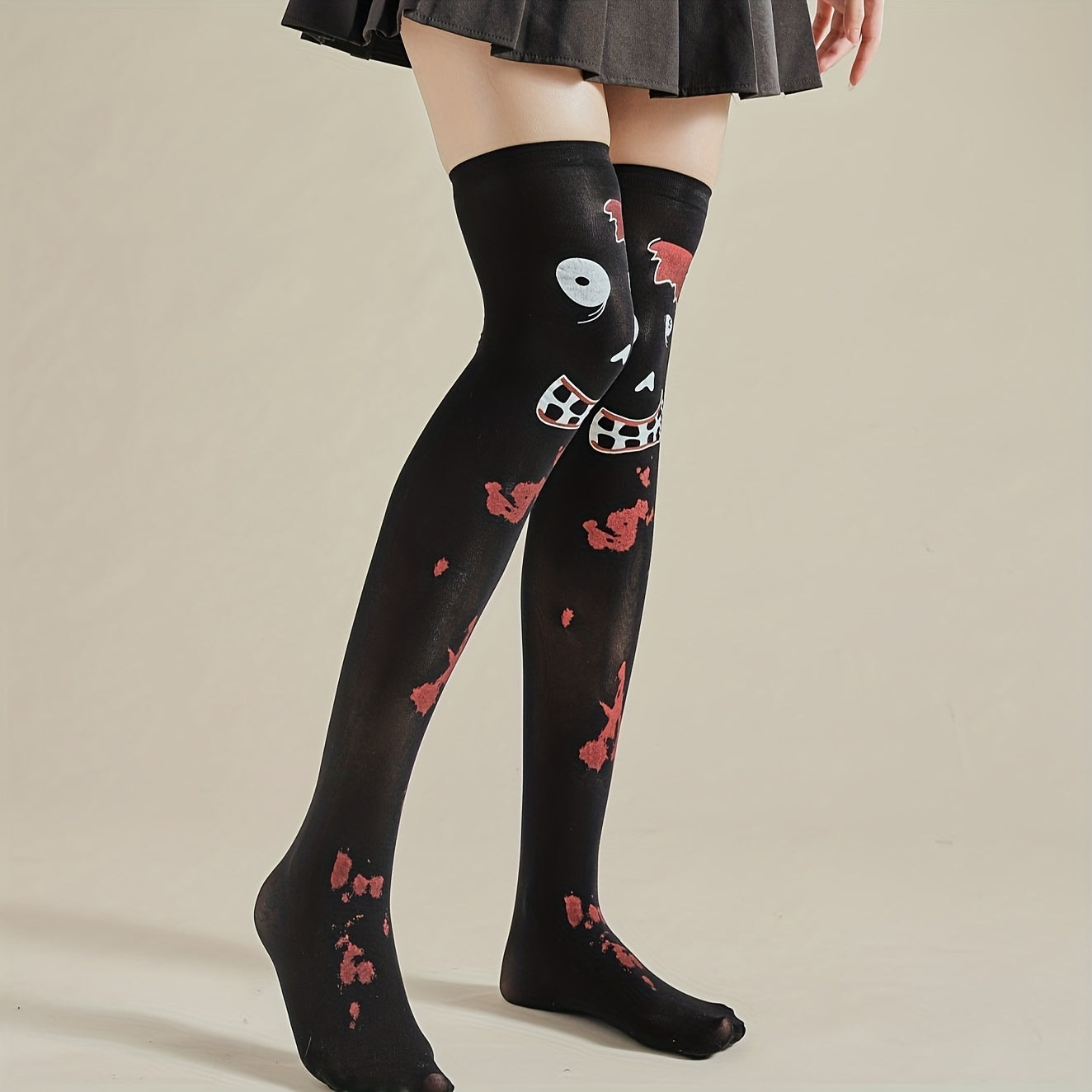Bloody Print Thigh High Socks Halloween Cosplay Over The Knee Socks