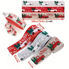 Wide Lined Rope Xmas Tree Truck Christmas Bow Ribbons