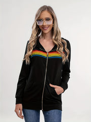 Women's Block Rainbow Hooded Sweatshirt
