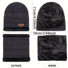 Winter Warm Knitted Hat & Scarf Set, Windproof Beanie & Scarf