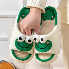 Women's Frog House Slippers Soft Sole Anti-slip Warm Plush Home Shoes
