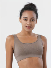 Ribbed Seamless Sports Bra with Padding - Gym Yoga Fitness