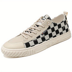 Men's Plaid Skate Shoes Lightweight Non Slip Casual Shoes