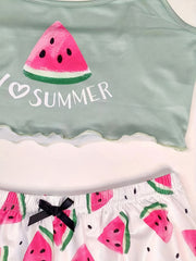 Watermelon Print Pajama Set for Women