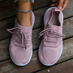 Women's Mesh Sneakers Lightweight Running Shoes Lace Up Outdoor Shoes