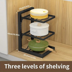 Adjustable Pot and Pan Storage Box Tier Organizer for Kitchen