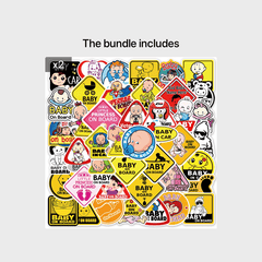 50 Baby On Board Car Doodle Stickers for Strollers