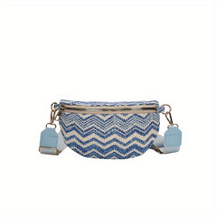 Rainbow Woven Straw Waist Bag Colorful Crossbody Bag