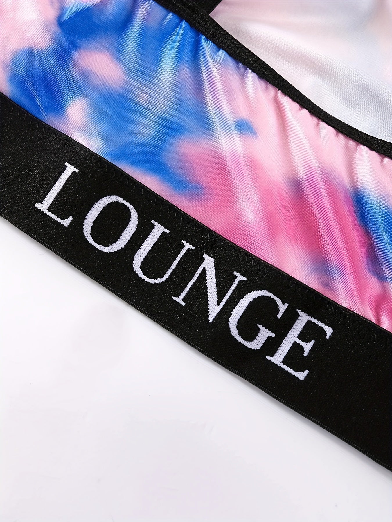 Sporty Tie Dye Letter Tape Plus Size Bra