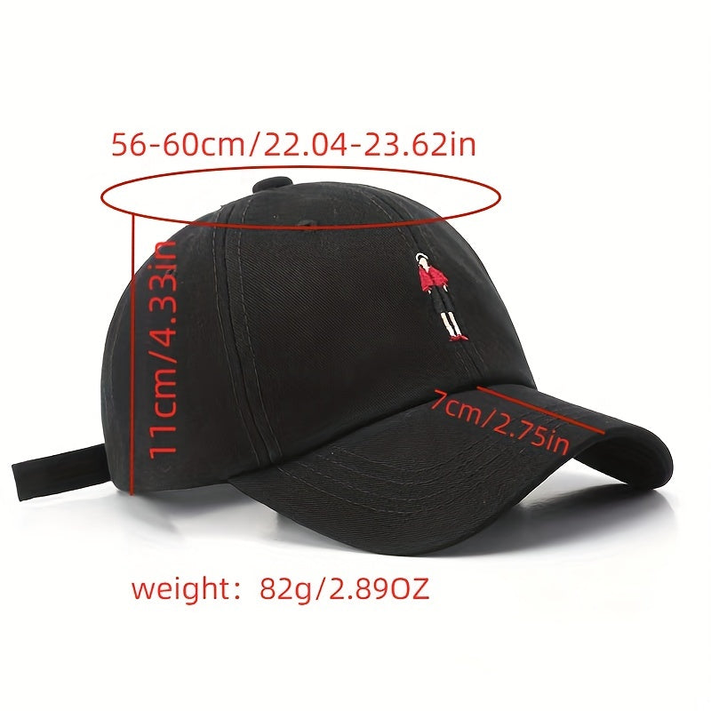 Embroidered Cartoon Character Baseball Cap for Women