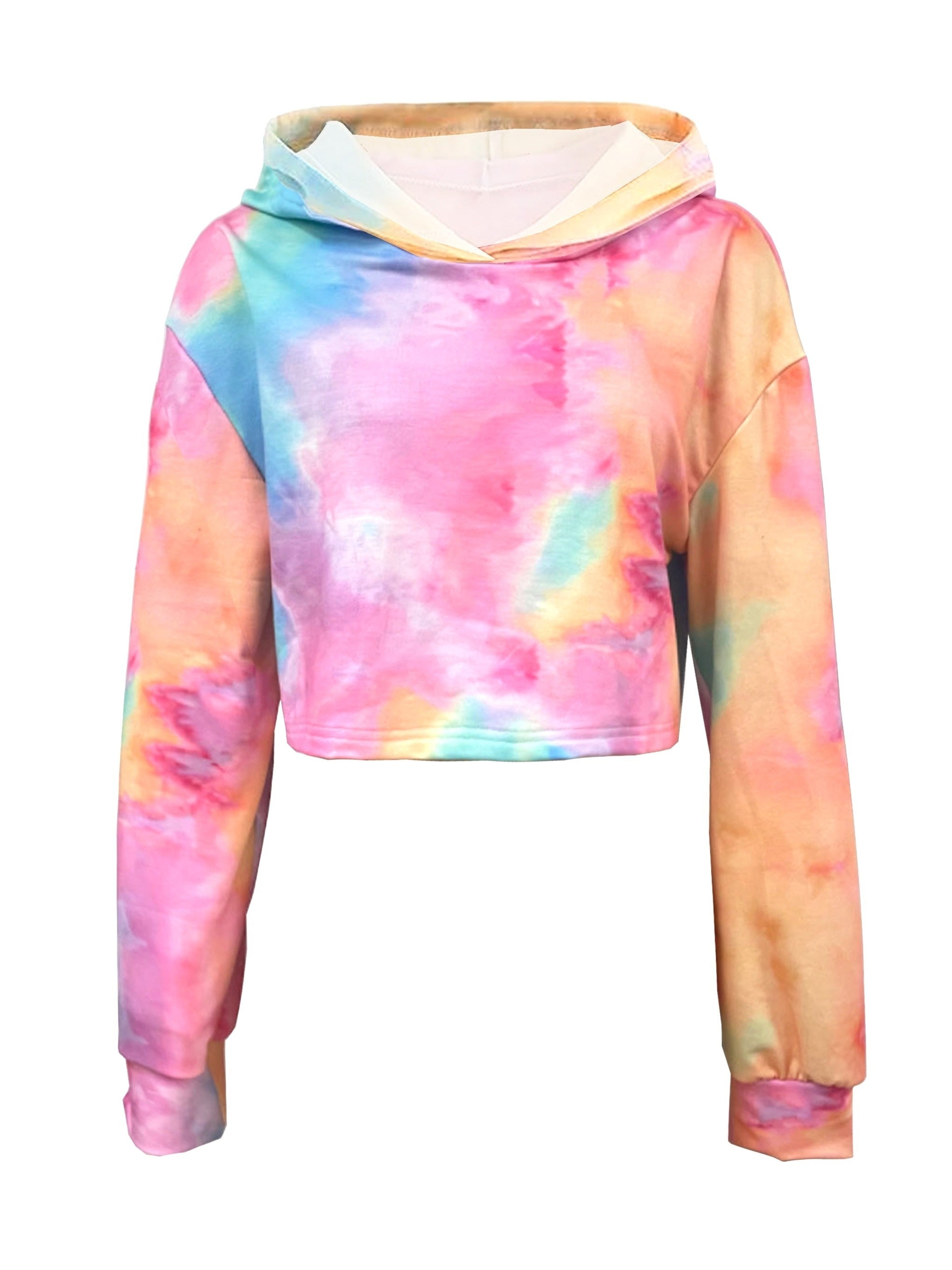 Tie Dye Crop Hoodie Long Sleeve Sweatshirt