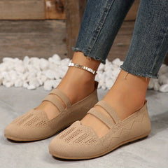 Women's Mary Janes Knitted Mesh Flat Shoes Lightweight Summer Shoes