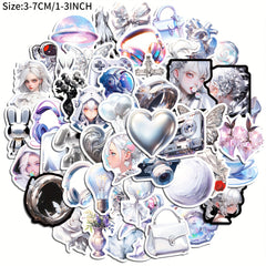 50pcs Silver Graffiti Stickers Waterproof DIY Sticker Pack