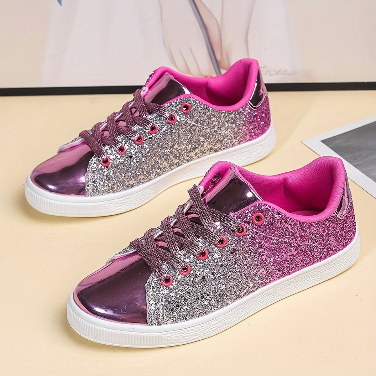 Women's Colorful Skateboard Sports Shoes Sequin Board Casual Outdoor Shoes