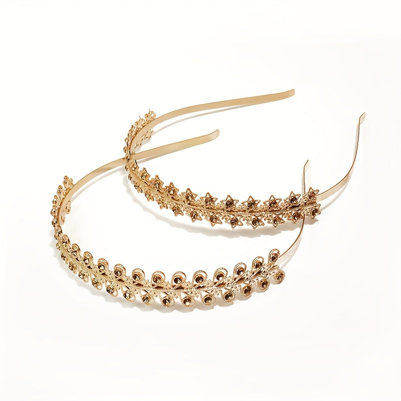 Baroque Bridal Leaf Shape Head Hoop Alloy Headband Wedding Hair Accessories