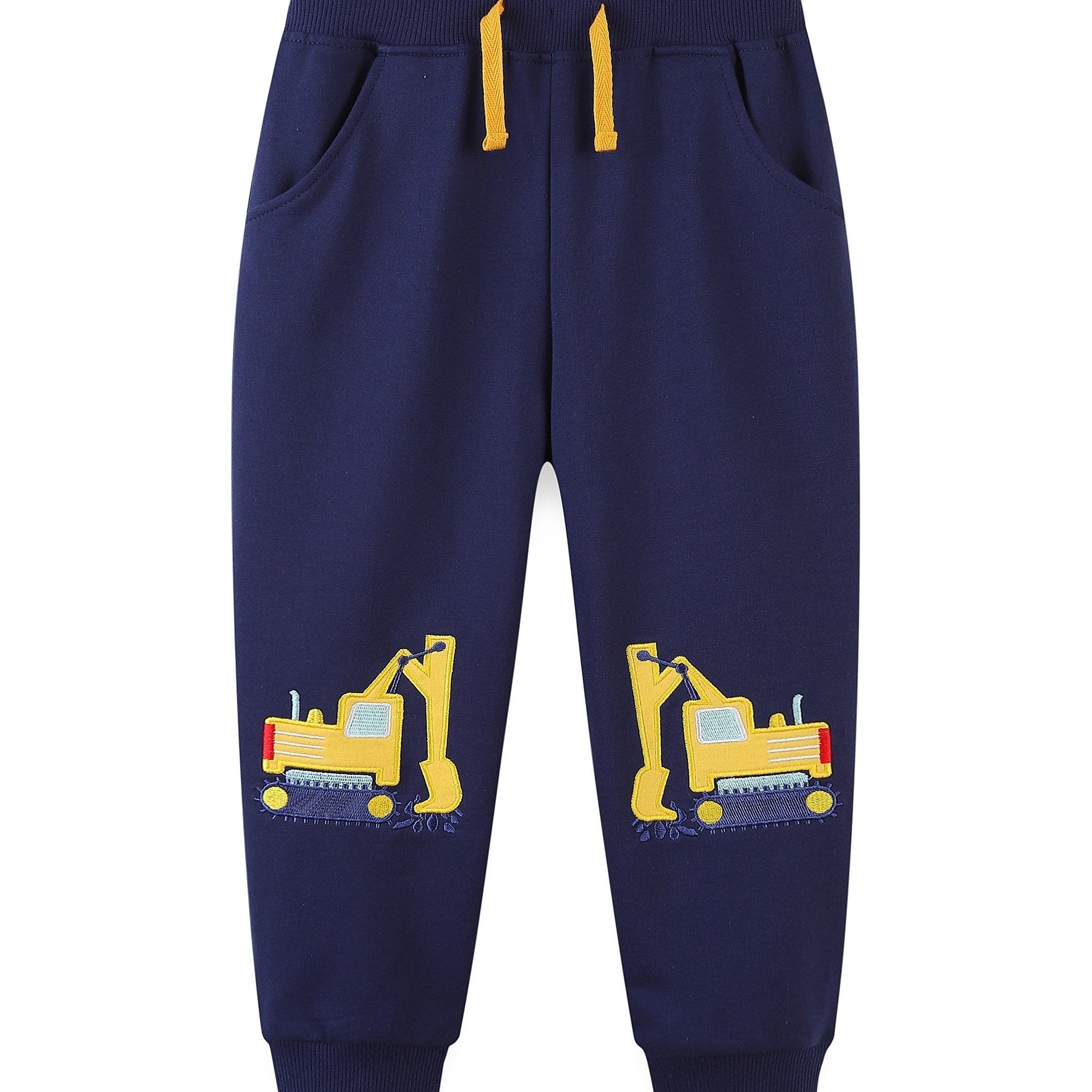 Boys Construction Car Embroidered Jogger Sweatpants