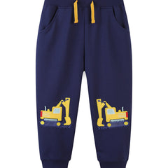 Boys Construction Car Embroidered Jogger Sweatpants