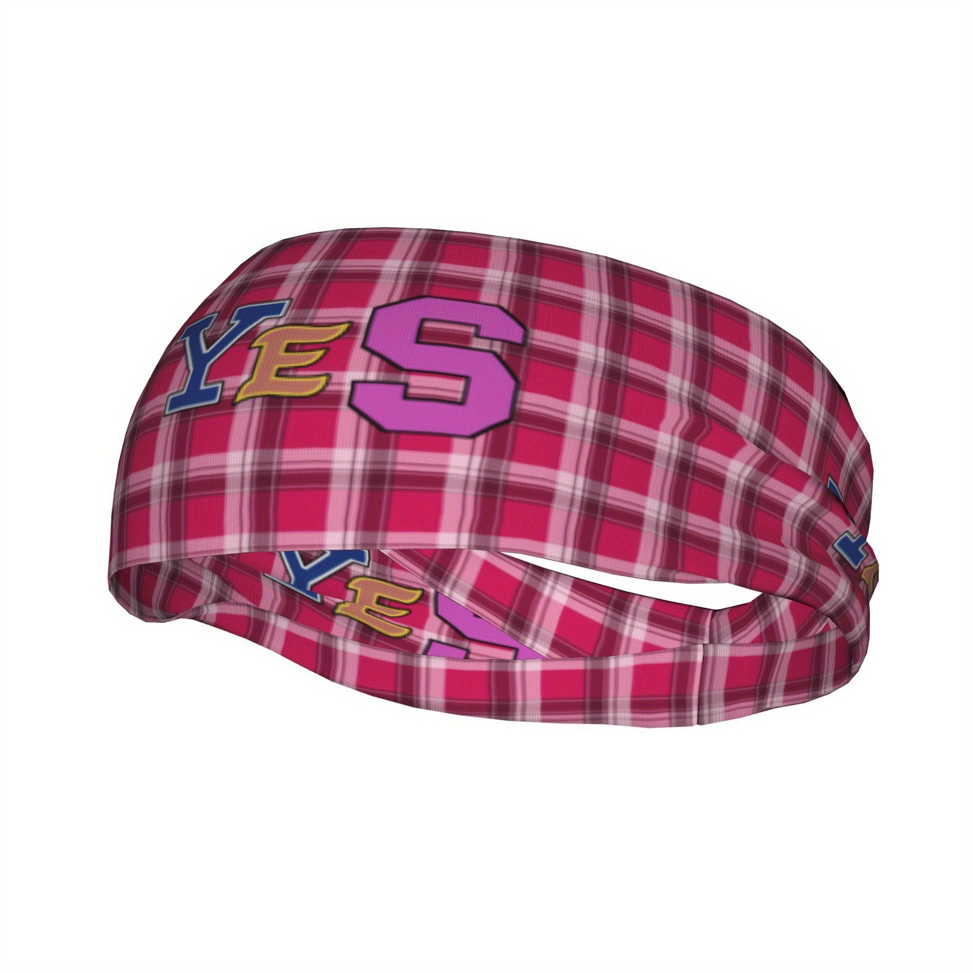 Checkered Headband Pink & Plaid Breathable Comfortable Fit Sports & Casual Wear
