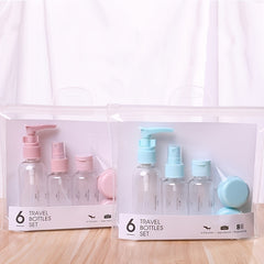6Pcs Travel Bottles Set Mini Empty Plastic Pump Spray Squeeze Bottles