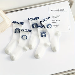 5 Pairs Children's Mesh Lace Socks for Spring Summer - Girl 1-11 Years