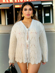 Casual Cardigan Women's Plus Long Sleeve Knit Cardigan