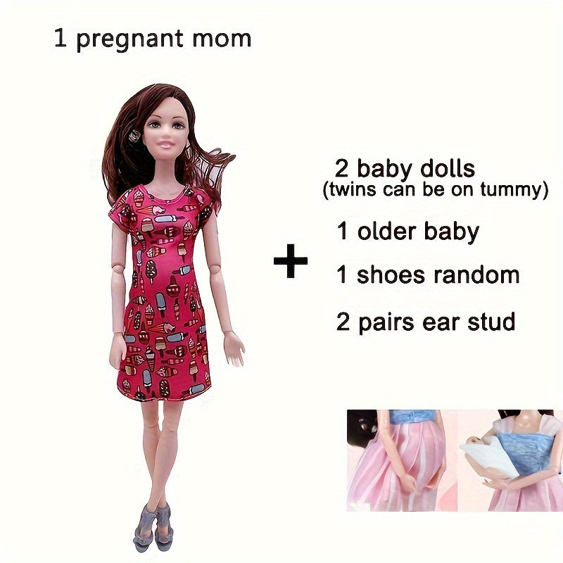 8 inch H Pregnant Belly Doll with 3 Babies