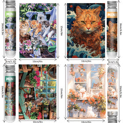4pcs Mini Test Tube Puzzle Jigsaw Cats Animal Series Funny Game