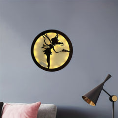 LED Lamp Carving Fairy Tale Story Shape Retro Wooden Hanging Plate