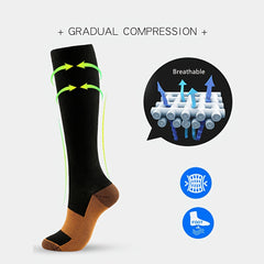 3 Pairs Unisex Knee Length Compression Socks for Running Fitness