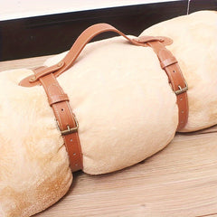 Adjustable PU Leather Picnic Mat Carrier Strap for Outdoor Camping
