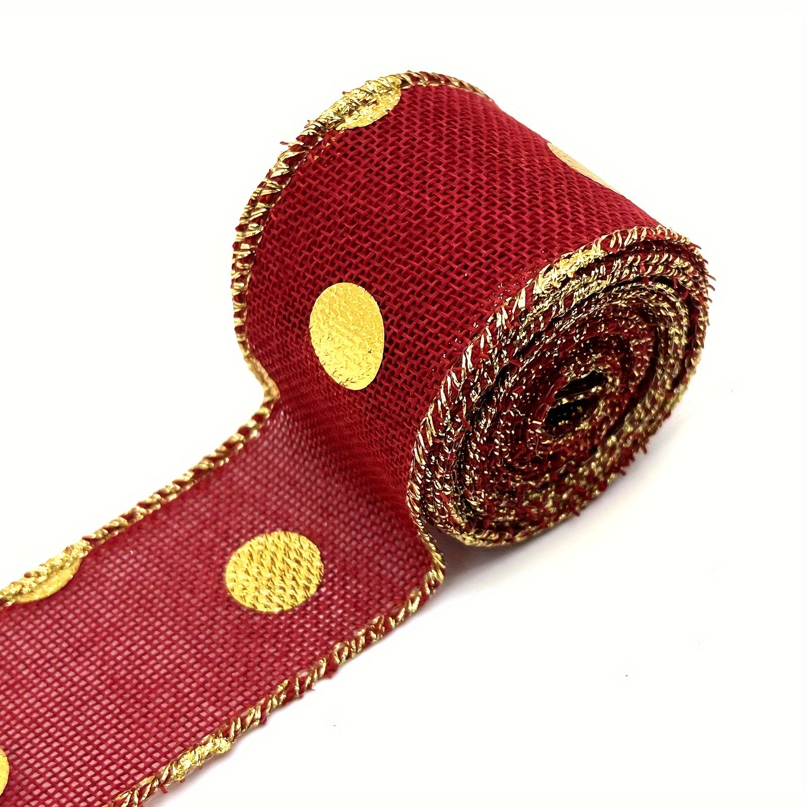 Christmas Red Dots Ribbon Wired Edge Berries Flower Ribbon Xmas Flower Gift Wrap