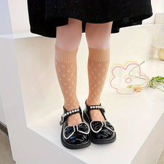 Girls Cotton Blend Dot Pattern Knee High Stockings