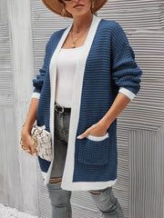 Colorblock Long Sleeve Open Front Cardigan