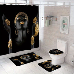 Golden Women's Jewelry Shower Curtain Set - 4pcs