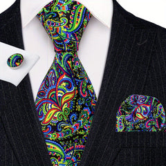 Men's Tie Jacquard Striped Necktie Set