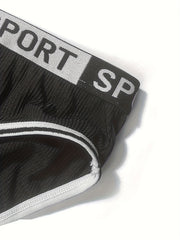 5pk Plus Size Panties Set Women's Contrast Letter Tape Mid Waisted Panties 5pcs