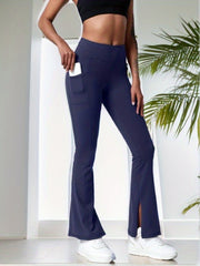 High Waist Flare Leg Yoga Pants with Pocket