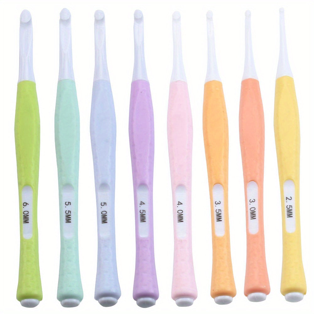 8pcs Crochet Silicone Handle Knitting Tools for Beginners Supplies
