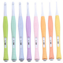 8pcs Crochet Silicone Handle Knitting Tools for Beginners Supplies