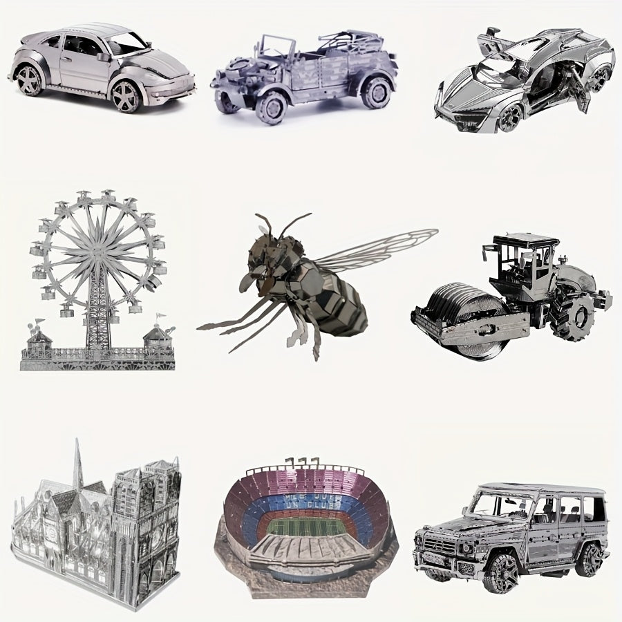 Metal Construction Toy Car Models 3D Puzzle Building Set