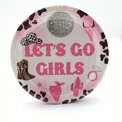 Pink Cowgirl Party Tableware Set Disposable Paper Plates & Napkins