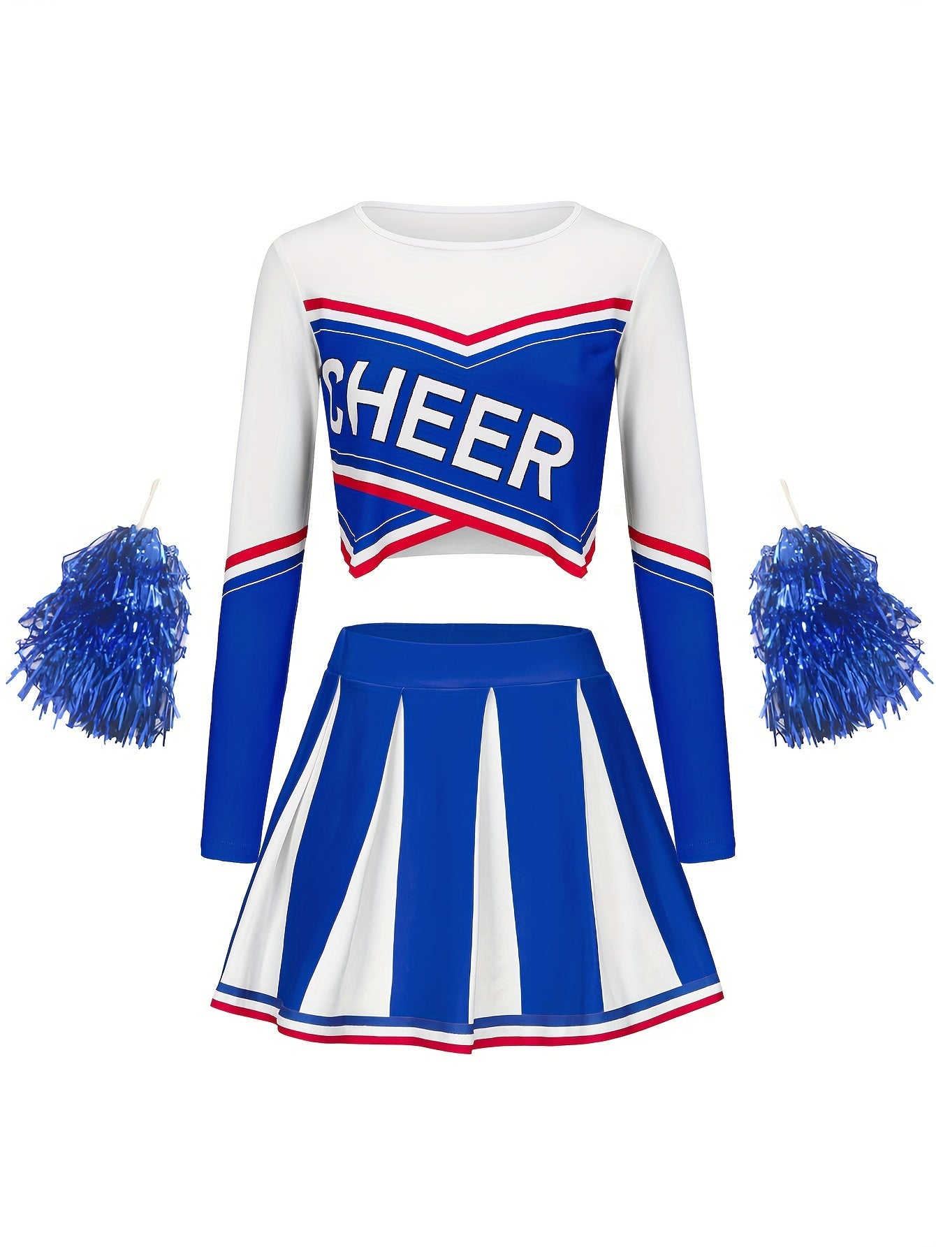 Long Sleeve Cheerleading Outfits Girls Comfy Set For Party Sports Performance