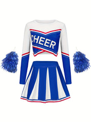 Long Sleeve Cheerleading Outfits Girls Comfy Set For Party Sports Performance