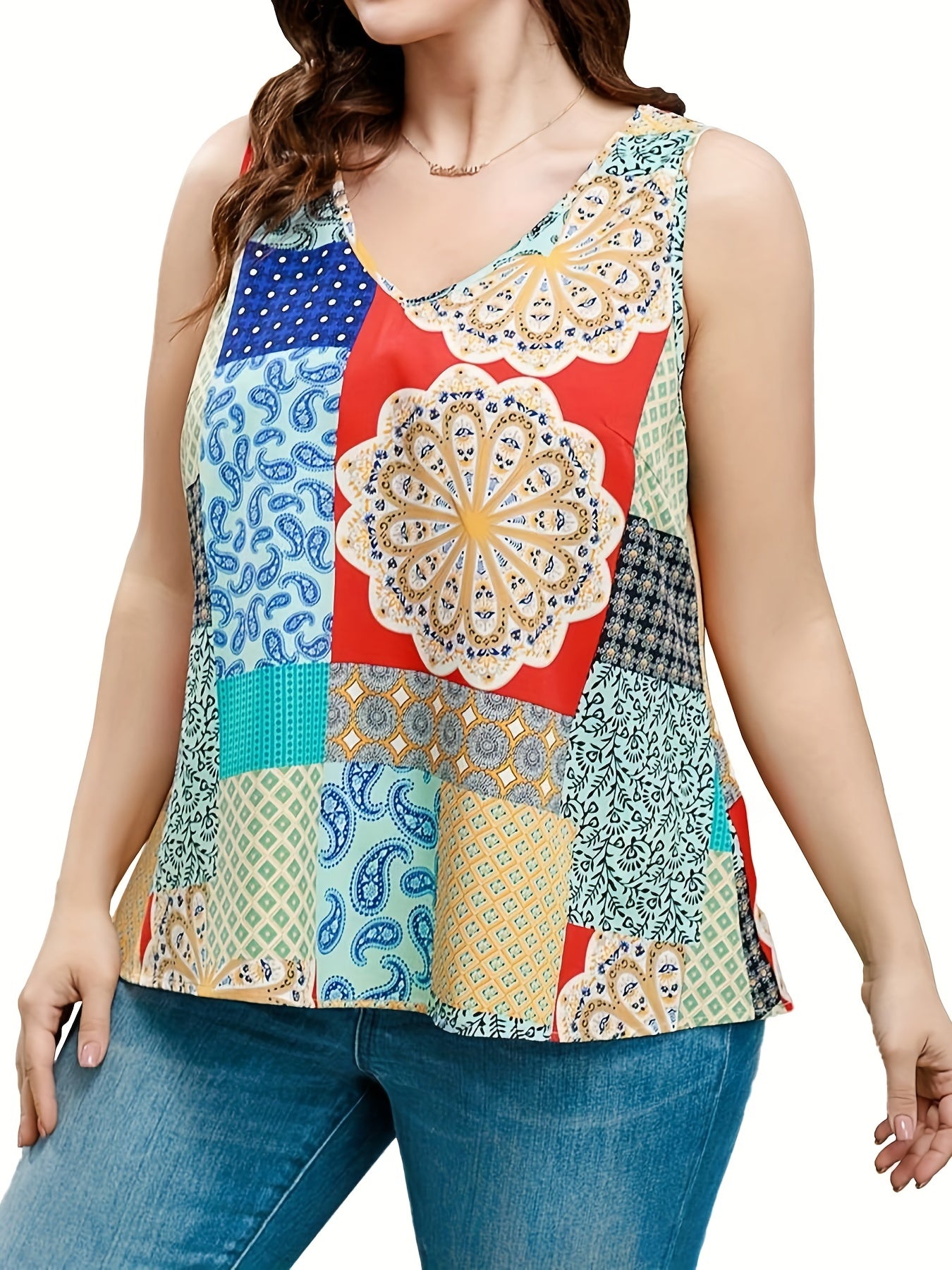 Printed V-Neck Tank Top for Women