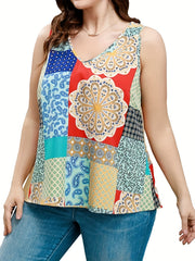 Printed V-Neck Tank Top for Women