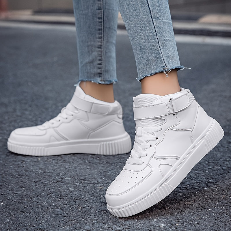 Women's Lace Up High Top Board Shoes Soft Sole Platform Sneakers