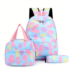 3PCS Large Capacity Backpack Set Preppy Back To School Daypack