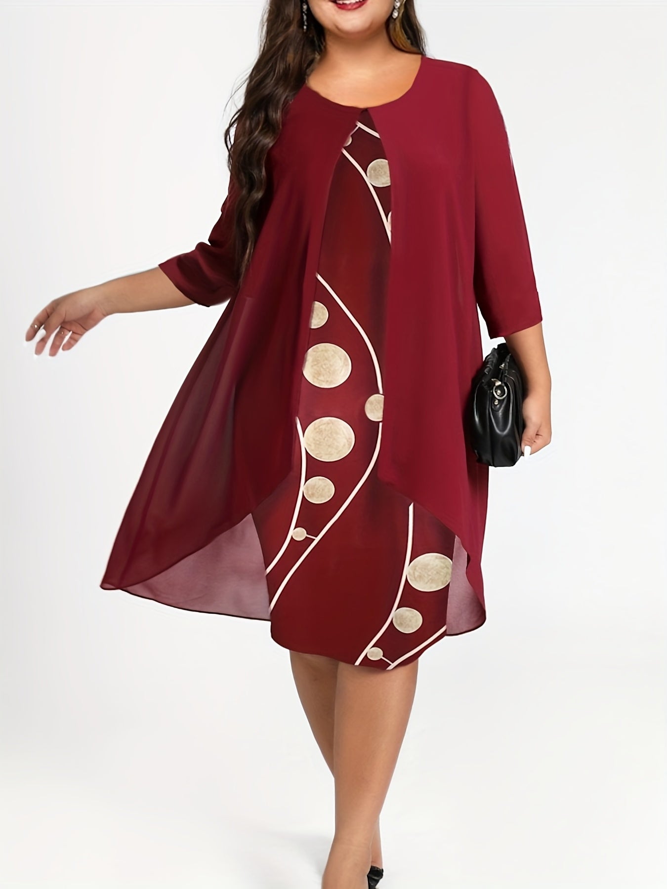 Mesh Layered Half Sleeve Dress