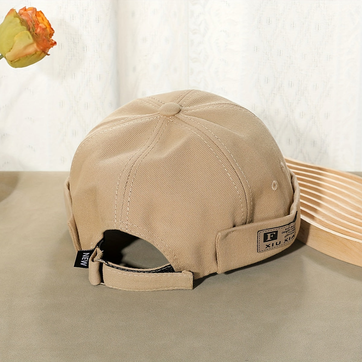 Beige Cotton Sunshade Skullies & Beanies Hat Alphabets Men Women