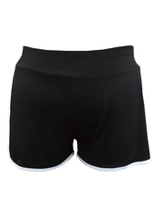 Sports Shorts Women's Plus Contrast Trim High Waist
